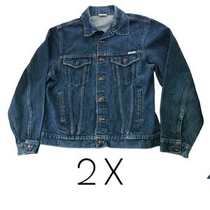 2 X Jean Jacket Men's Indigo Denim Chore Coat Country Western Oversized Plus